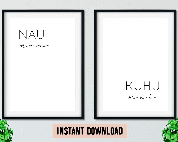 New Zealand Nau Mai, Kuhu Mai (Welcome, Come In) Maori Print // New Zealand Print - Entryway - Te Reo Maori Decor