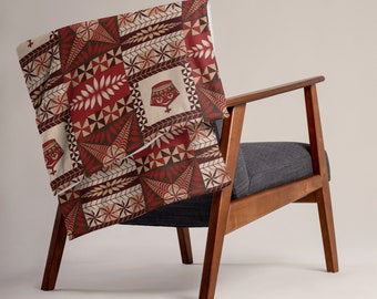 Tongan Brown and Red Fonualei Pattern Throw Blanket