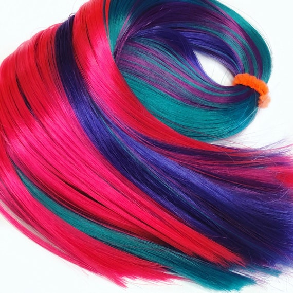Nylon Doll Hair Deluxe Ooak Hot Pink Purple Aqua Blend Etsy