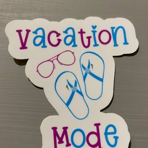 Vacation mode sticker, waterproof, weatherproof for water bottle, laptop car window