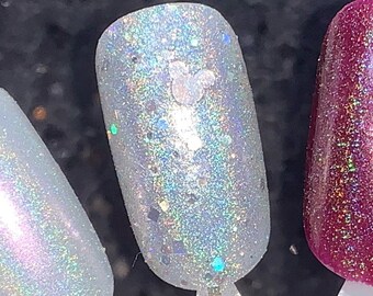 Space Mouse - Silver Linear Holographic Nail Polish with Silver Holo Glitter and Mouse Head Glitter