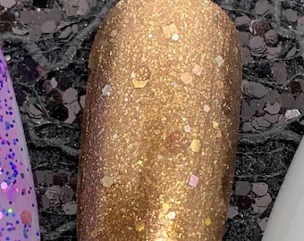 Searching For Bigfoot - Bronze Brown Nail Polish with Gold Shimmer and Gold and Bronze Glitter