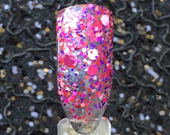 Limerence - Pink Red and Purple Holographic Glitter Valentines Day Nail Polish Top Coat