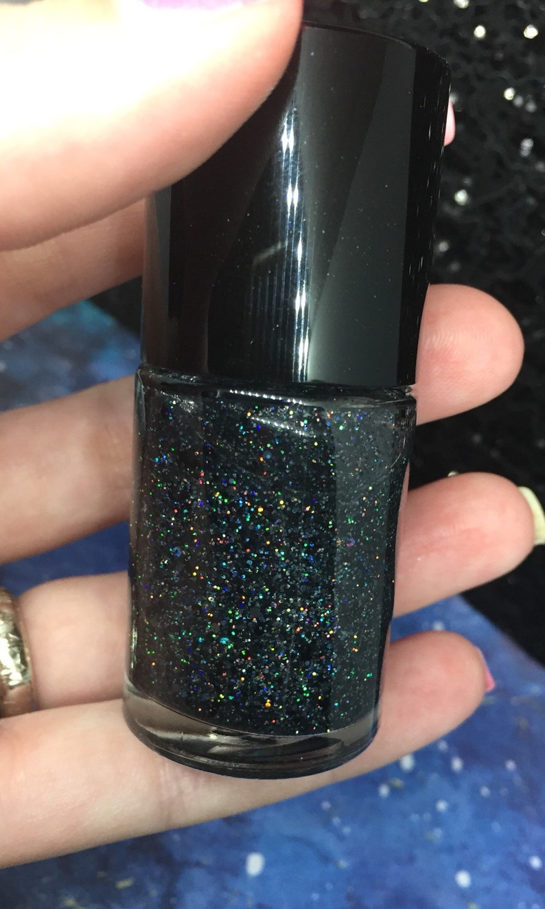 Abyss Black Glitter Nail Polish Top Coat Etsy