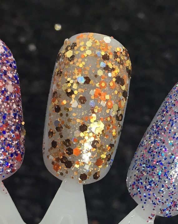 Pumpkin Spice Fall Colors Gold Orange Bronze Brown Glitter Nail Polish Top Coat Pumpkin Spice Fall Colors Gold Orange Bronze Brown Glitter Nail Polish Top Coat