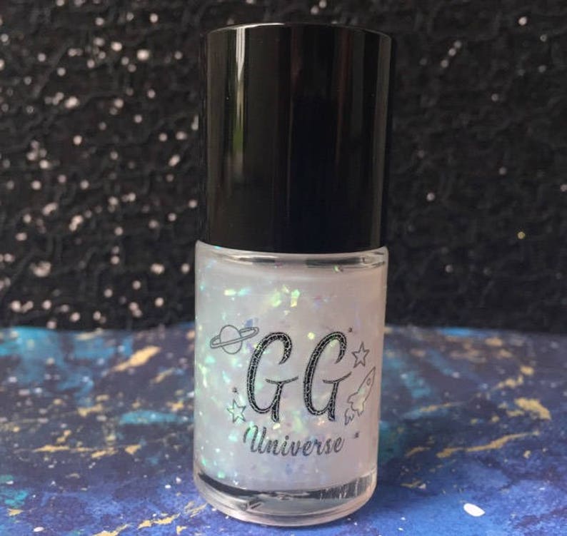 Nebula Clear Nail Polish Top Coat With Iridescent Flakes Etsy