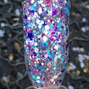 Celestial - Teal Purple and Silver Holographic Glitter Nail Polish Top Coat