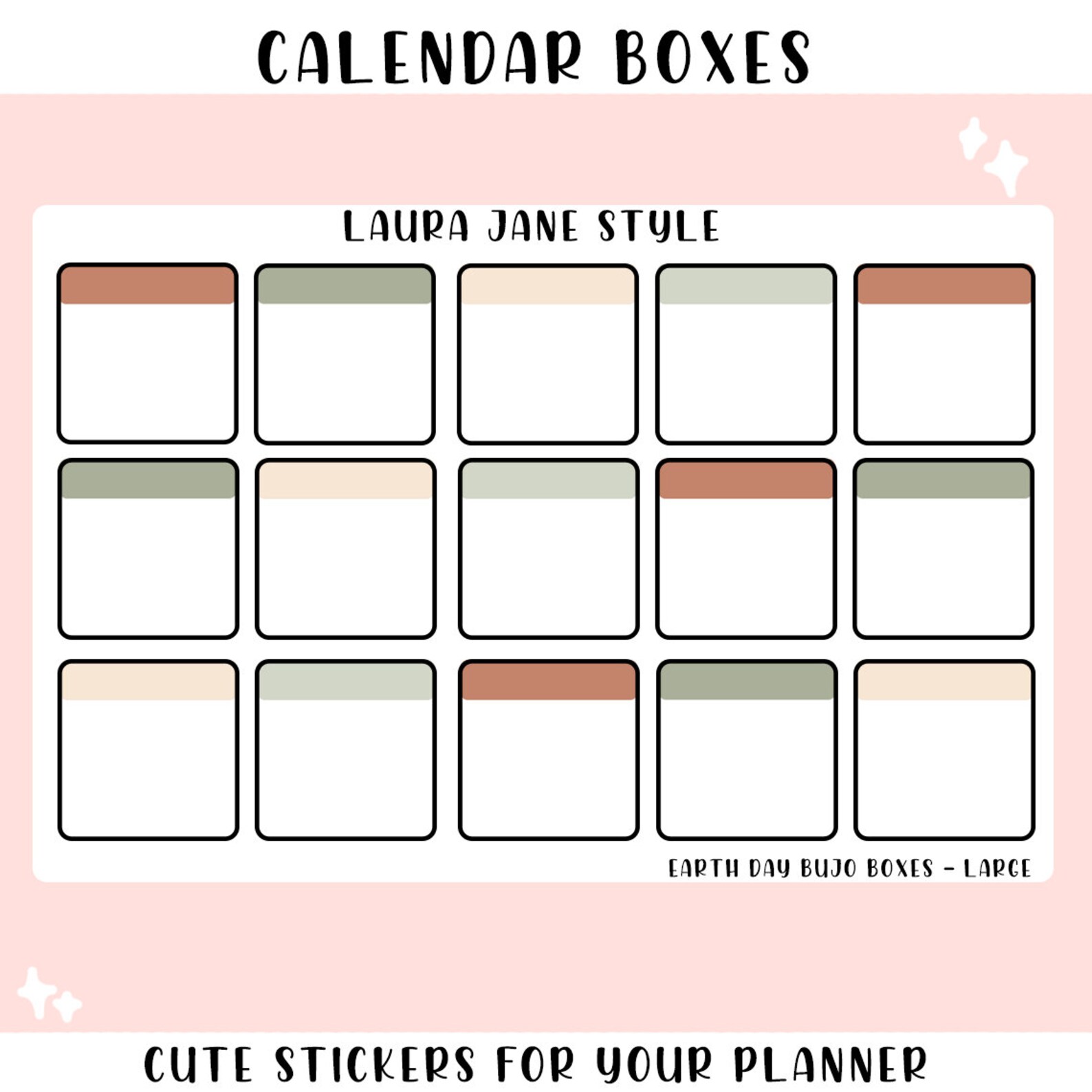 LARGE Blank Boxes Calendar Boxes Monthly Boxes Bullet Etsy