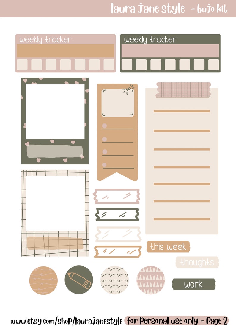 kit bullet journal stampabile adesivi stampabili bullet etsy