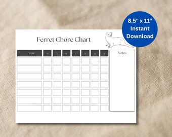 Ferret Care Chart Printable Download, Care Tracker, Ferret Feeding Chart, Daily Care Log, Pet Daily To Do List