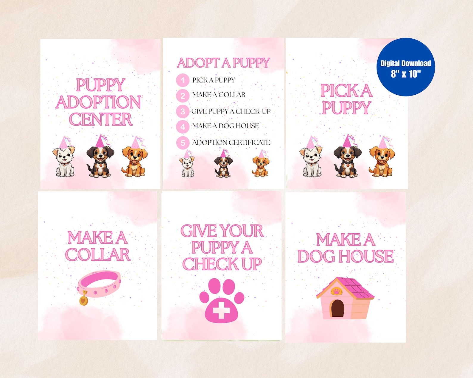 Puppy Party Signs, Adopt a Puppy Party, Dog Adoption Birthday Party ...