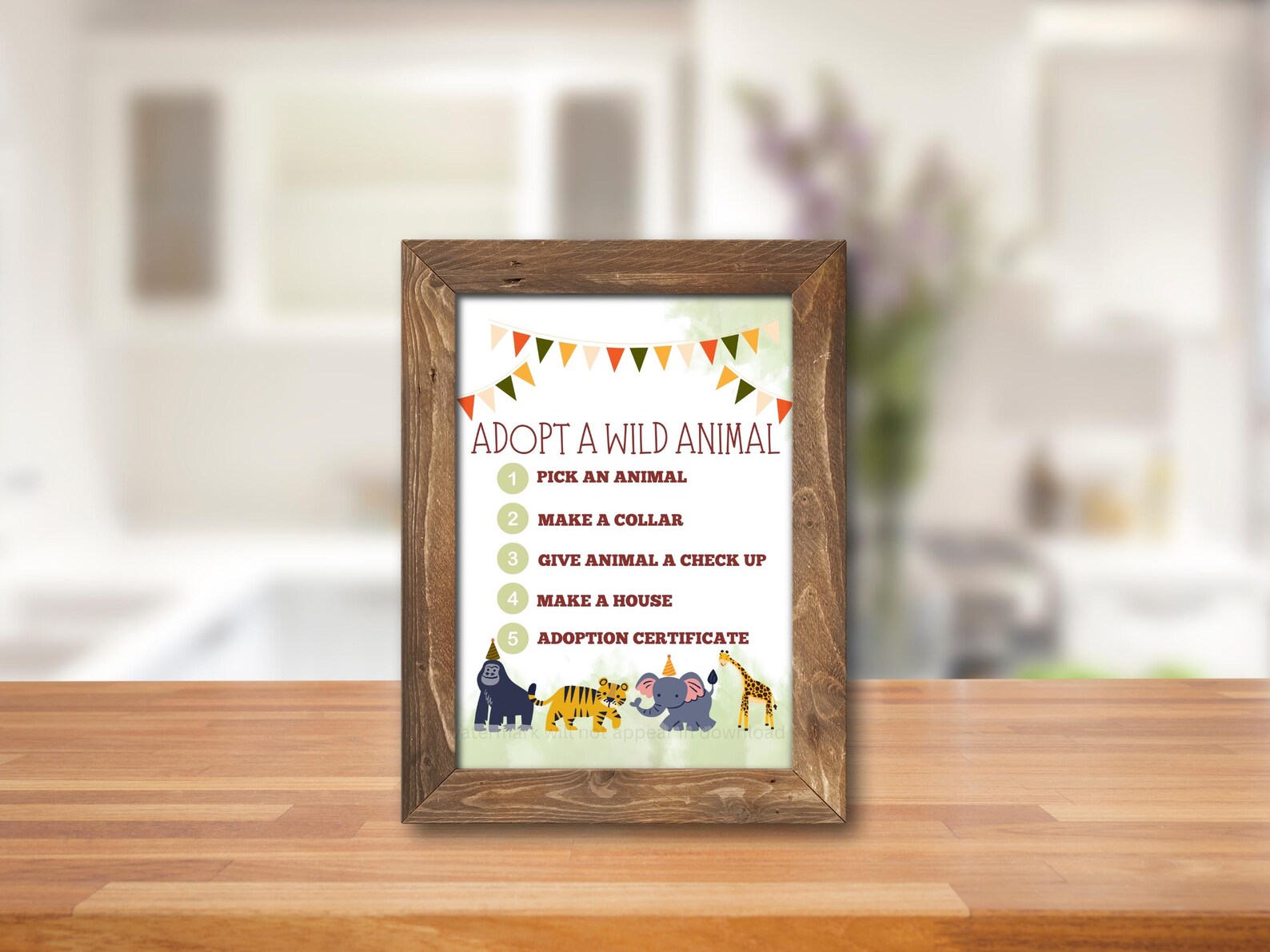 Adopt an Animal Birthday Sign Table Decor Party Animals Birthday Wild ...