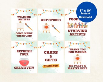 Art Painting Party Signs, Art Birthday Signs, Art Painting Decorations, Art Birthday Party, Paint Party Signs, Art Party, Printable