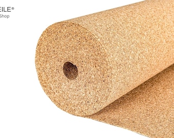 Cork rolls 4 mm thick as a whole roll in various lengths, width 1 m