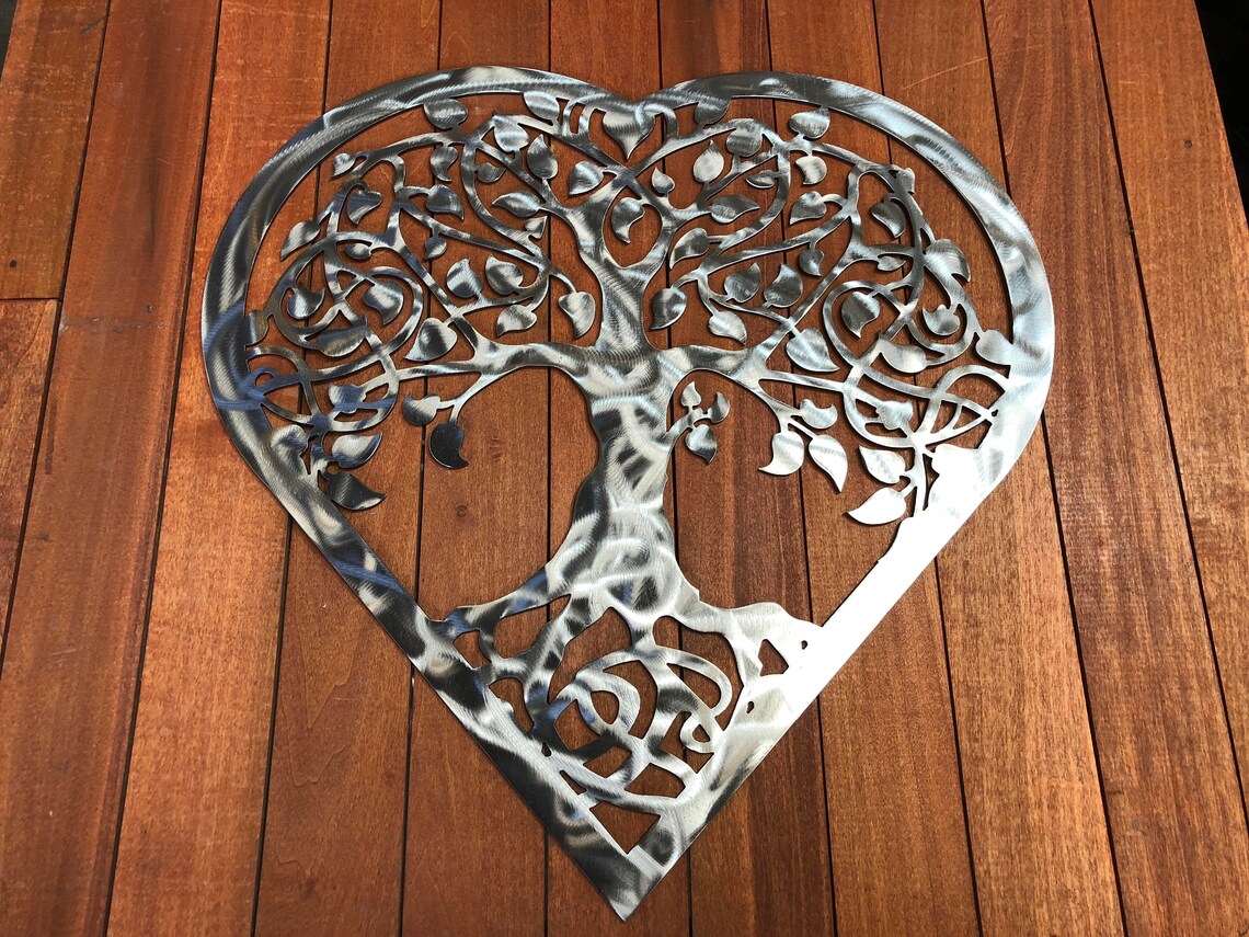 Heart Tree of Life Metal Art Decoration Etsy