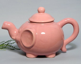 Vintage Novelty Teapot 50s Pink Elephant Ceramic Majolica Ceramic Teapot French Old Decoration Jug Kitchen Hygge Cottagecore