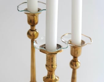 Vintage Bobeches Candle Cuff Glass Chandelier Bowl Drip Catcher for Candlestick Gold/ Silver/ Clear Handmade Candlestick Chandelier