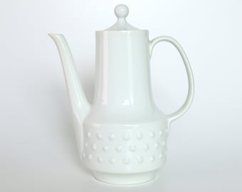 Vintage Retsch Arzberg Mid Century Modern Teapot 50s 60s Noppen Dots Hobnail Relief White Danish Design Look Porcelain mcm Cottagecore