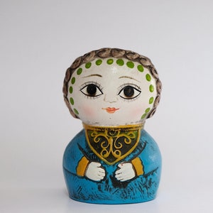 Laurids Lonborg Gemma Taccogna Design 60s Vintage Lady Vase Pen Holder Cup made of papier-mâché Handmade Hand-painted Unique Doll Dolly