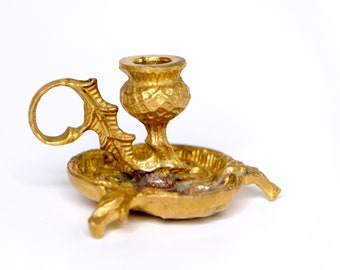 Antique Thistle Candlestick Scottish Chamberstick Brass Old Candlestick Candle Holder Candlestick Wedding Gift