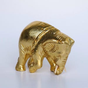 Vintage Elephant Wood Gold Leaf Gilded Handmade Figurine Carved Statue Statuette Shelf Art Decoration Lucky Charm Gift 4.9 (392)