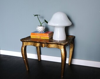 Vintage Florentine wooden tray table, Florence, Venetian wood gilded, handmade side table plant stand, Italian gold decor
