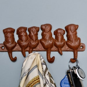 Vintage hook rail cast iron solid &quot;Dogs&quot; key rail wardrobe wall hook hook hallway organizer hanging board cute keyholder