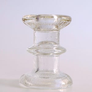 Vintage 70s Ingrid Glass Candlestick Ice Glass Candle Holder Decoration MCM Scandi Design - for stick candles and block candles! 2