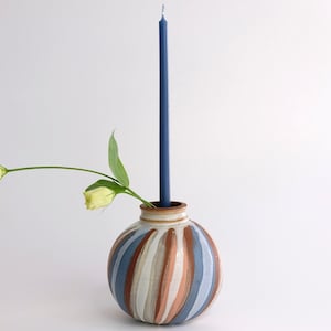 Studio Ceramic Ball Vase & Candlestick, Ball Vase Studio Ceramic, Handmade, ca 1960s, Germany