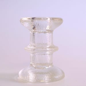 Vintage 70s Ingrid Glass Candlestick Ice Glass Candle Holder Decoration MCM Scandi Design - for stick candles and block candles! 3