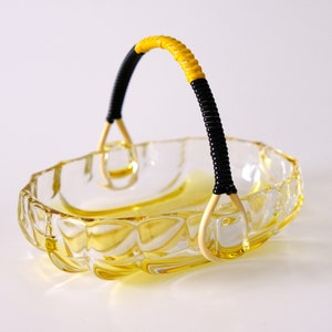 Vintage Waltherglas Crystal Glass Bowl Mid Century Modern Design 50s Candy Dish Handle Basket Offering Bowl Glass Bowl Bar Decoration