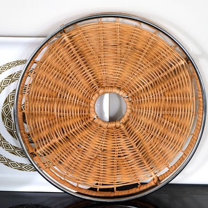 Vintage 90s rattan tray wickerwork bowl plate basket decorative plate storage wicker tray hand woven decoration boho decor