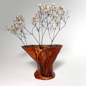 Vintage mcm burl wood vase vase flower frog centerpiece solo vase floral arrangement organizer Mid Century Modern Design