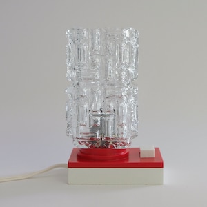 Vintage 70s Graewe Germany lipstick-red bubble lamp, small table lamp made of glass, crystal glass mini glass lamp, ice cube table lamp