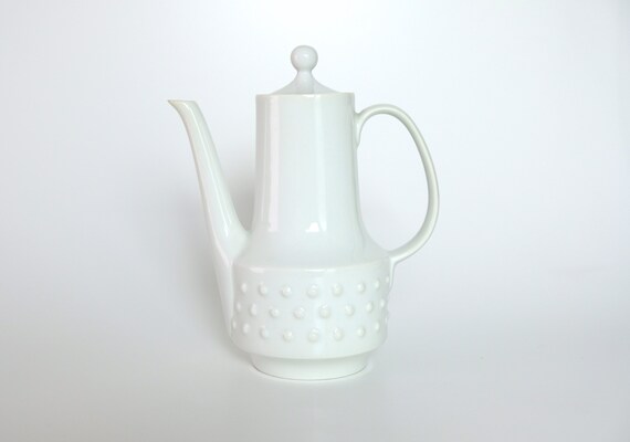 Vintage Retsch Arzberg Mid Century Modern Teekanne 50s 60s Noppen Punkte Hobnail Relief Weiß Danish Design Look Porzellan mcm Cottagecore