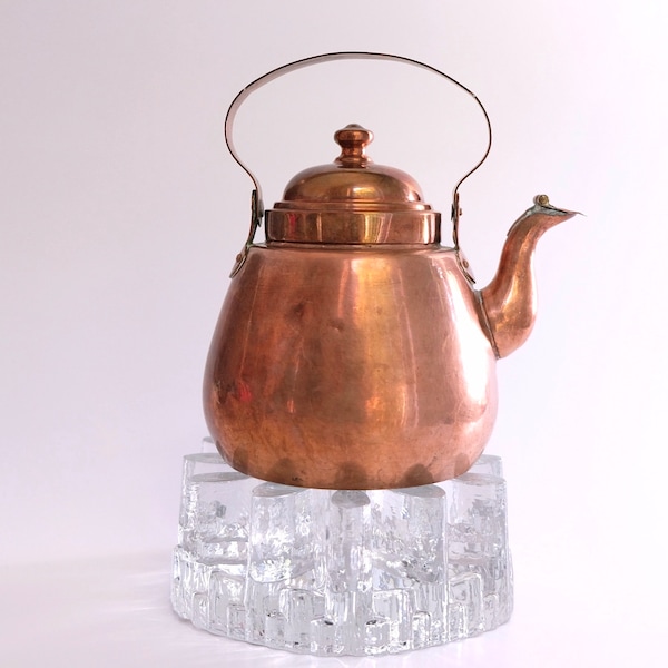 Vintage schwedische Kupferkanne mit Deckel Kupfer Teekanne Kaffeekanne Metallkanne Kessel distressed alt