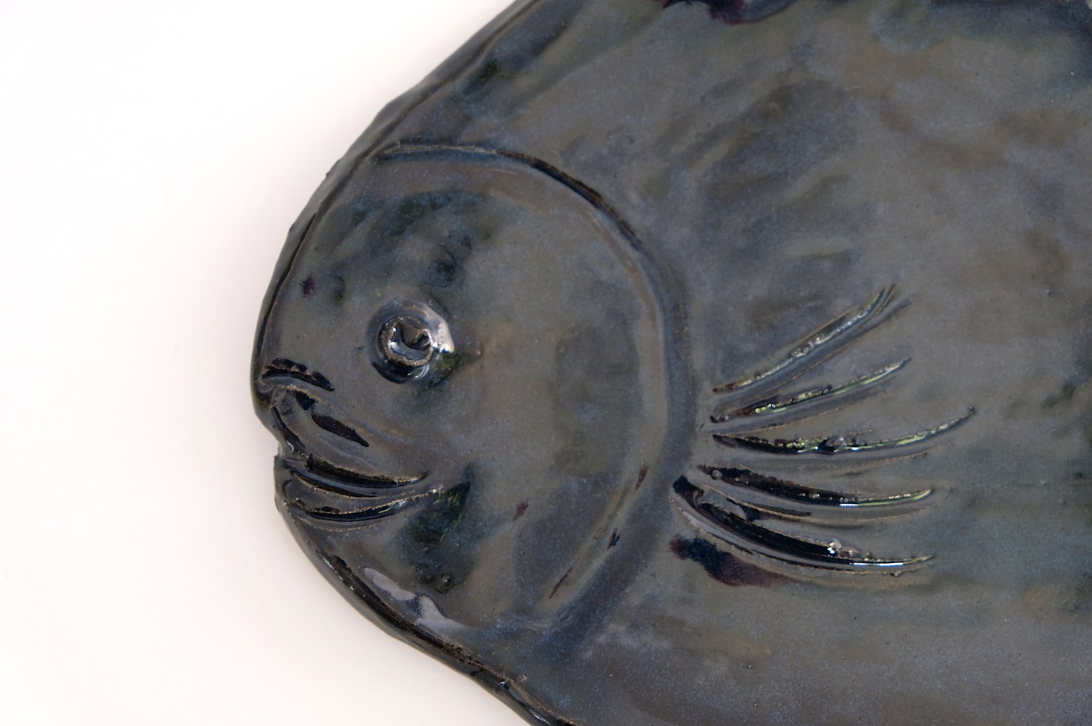 Vintage Ceramic Bowl Fish Dark Blue Artist Ceramic Plate Plate Etsy