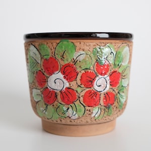 ヴィンテージ ビトッシ 植木鉢 花瓶 60年代 フラワーパワー コルクデザイン クラシックプランター セラミック ハンドメイド MCM 手彫り ペイントプランター とてもユニーク