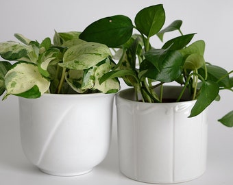 Vintage Postmodern Design Pottery Planter 80s Söndgen Costa Keramik weiß Wellen Übertopf Blumentopf Pflanztopf Kübel Schale Topf