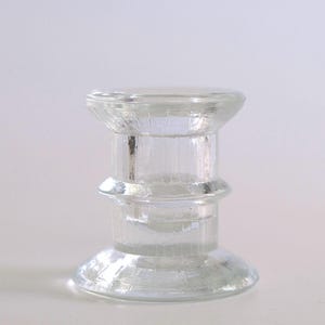 Vintage 70s Ingrid glass candlestick ice glass candle holder decoration mcm scandi design - for stick candles and block candles! small faceted