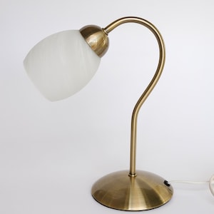Small vintage gooseneck lamp table lamp brass with marbled opal glass shade, table lamp, lamp, German handmade unique design