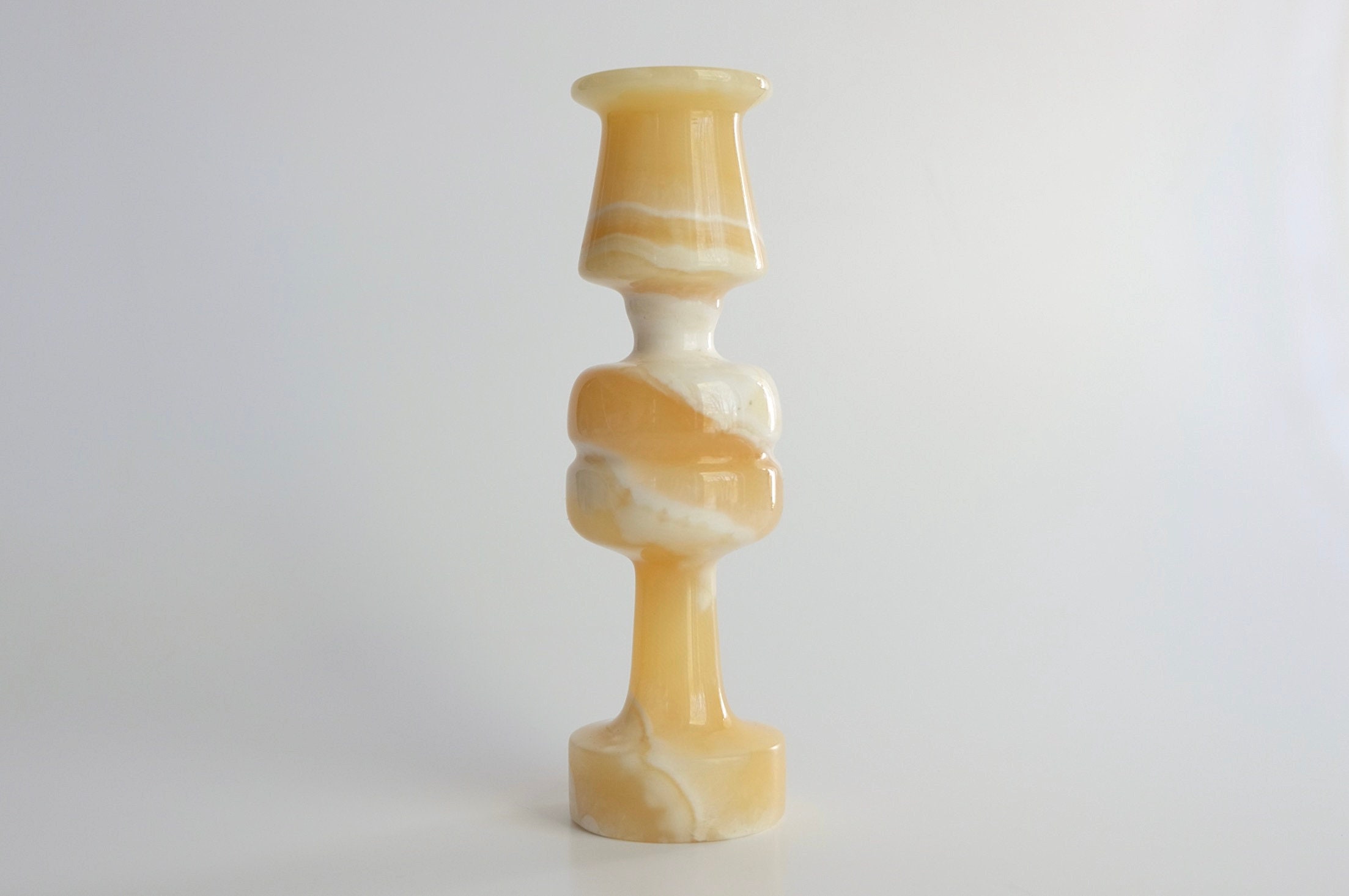 Vintage Candle Holder Candlestick Marble Stone Honey Onyx Candlestick Chandelier Classic Italian Sculptural