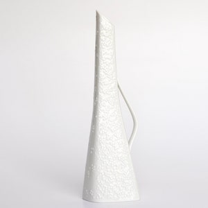 Vintage Hutschenreuther Op Art Vase with Handle Hans Eighties Design Mid Century Modern 60s Porcelain White Relief