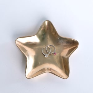 Vintage brass plate star bowl jewelry plate Mid Century Modern candle plate storage tray jewelry bowl decoration incense tray