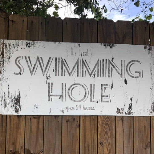 Swimming Hole Handmade Large Wood Sign Etsy