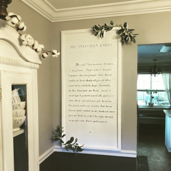 The Velveteen Rabbit | book page wood sign  | Farmhouse home | Nursery Decor