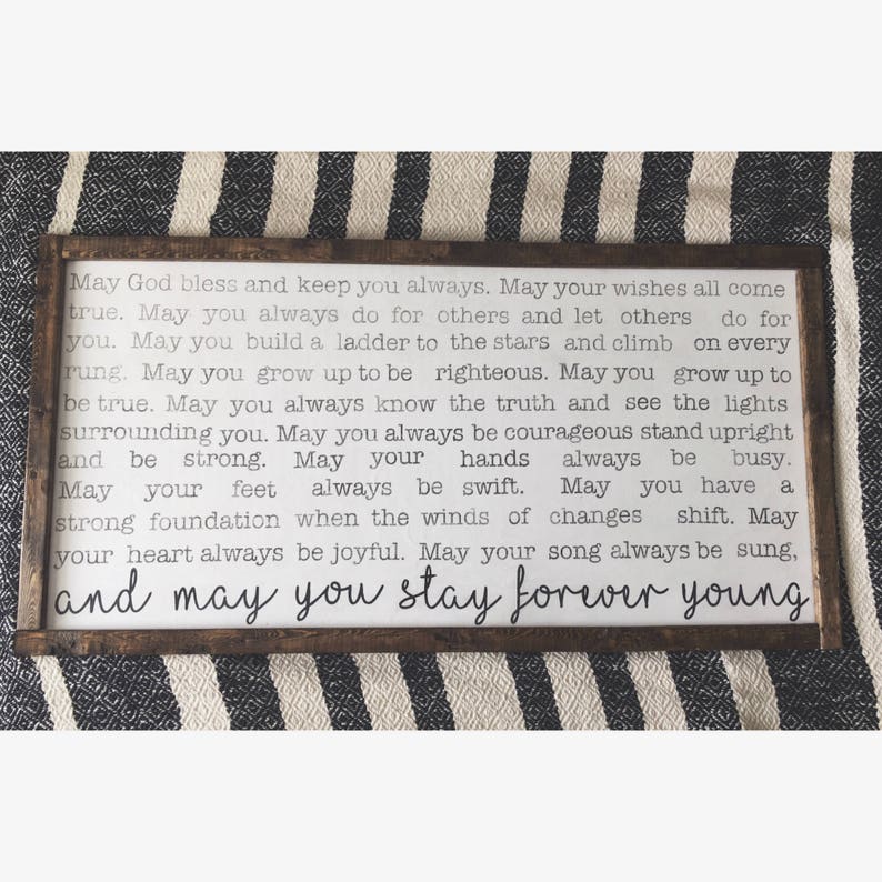 Forever Young Bob Dylan Lyrics Wood Sign Farmhouse Home Etsy Forever young bob dylan lyrics wood sign farmhouse home etsy