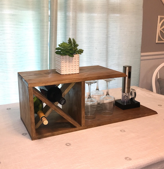 Rustic Farmhouse table top wine rack Etsy