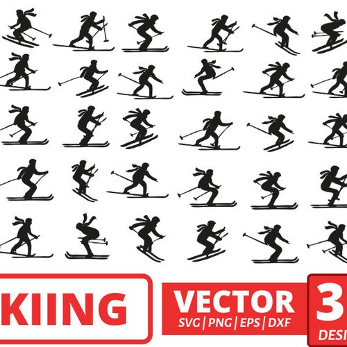 Skiing Ski Monogram Cuttable Design PNG DXF SVG & Eps File for | Etsy