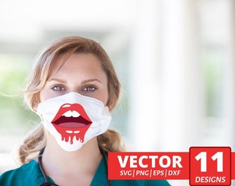 18 Face Masks Svg Face Mask Cricut Medicine Silhouette Face Etsy